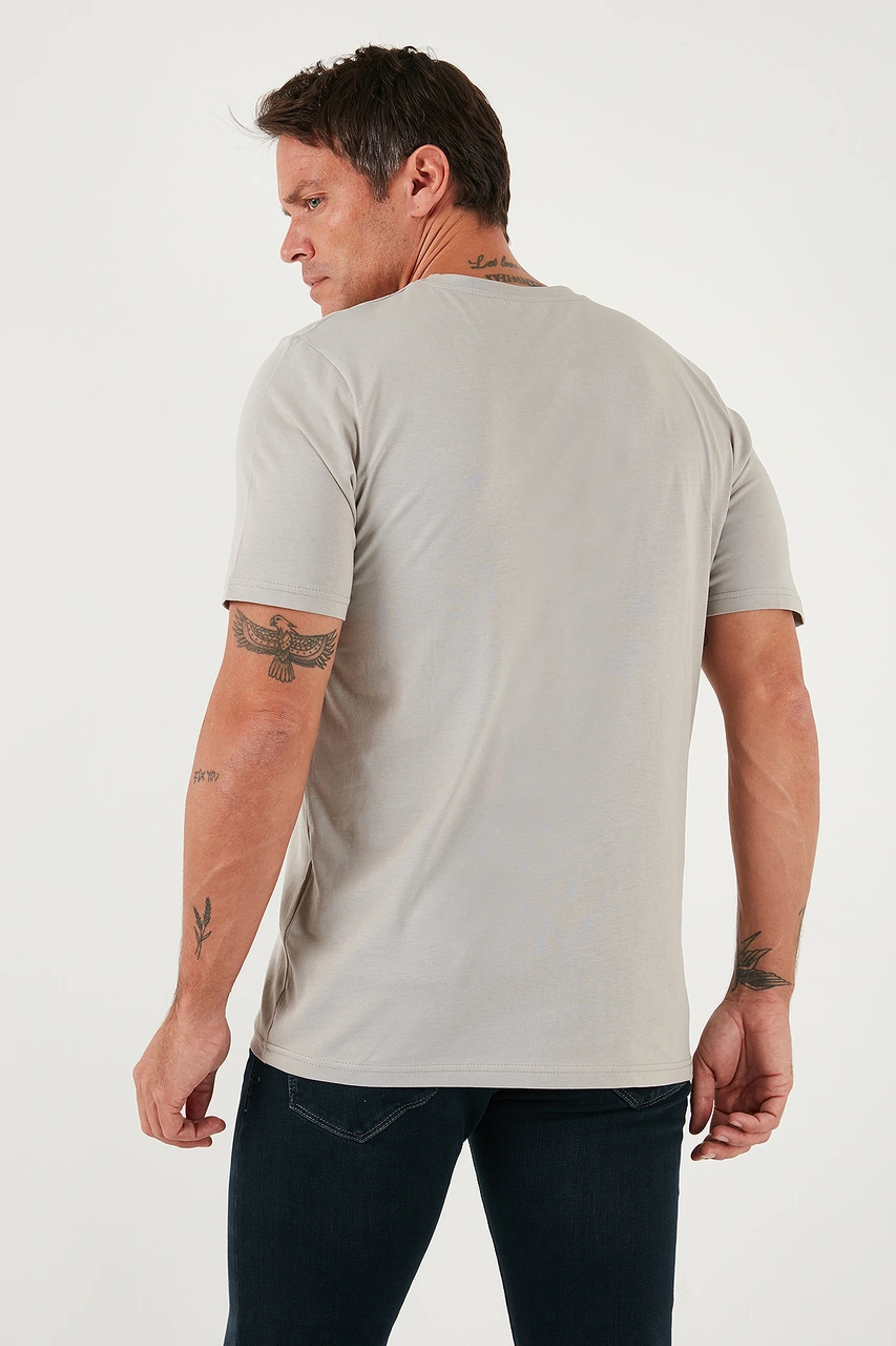 Buratti Yazı Detaylı Pamuklu Regular Fit Bisiklet Yaka Erkek T Shirt 59020203 Kül