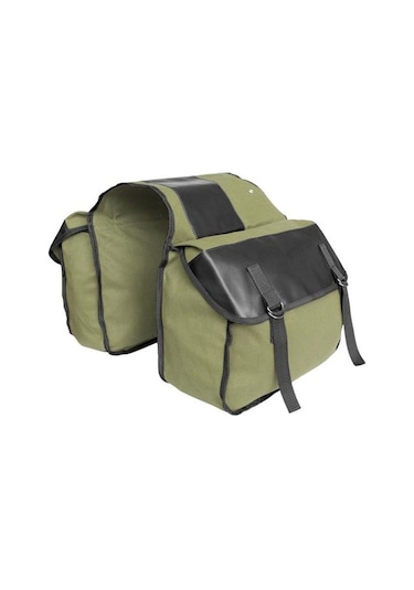 Taşınabilir Kanvas Motosiklet Heybe Çift Taraflı Arka Koltuk Saklama Bagaj Çantası Asker Yeşili