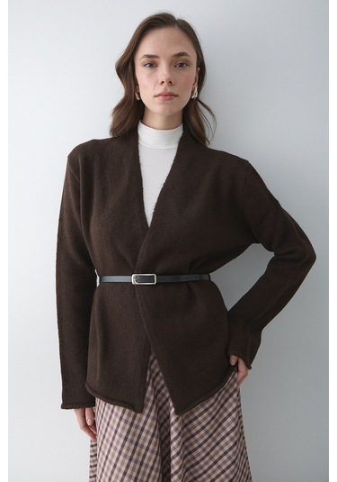 Koyu Kahve Kemerli Hırka - 241084 Koyu Kahverengi