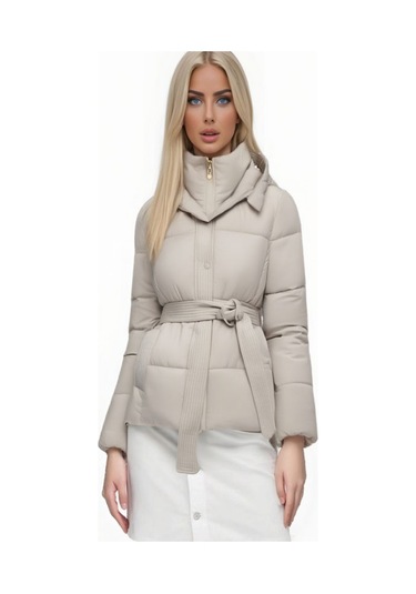 F3.bej..kadın Şişme Mont Kısa Model, Günlük Şıklık Bej