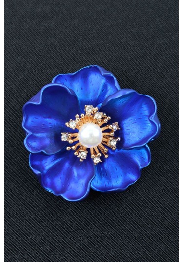 Tatlı Funda Gülü Broş. Kristal Taşlı Çiçek Broş. Yaka İğnesi Broş. Kadın Broş. Broş. Lacivert