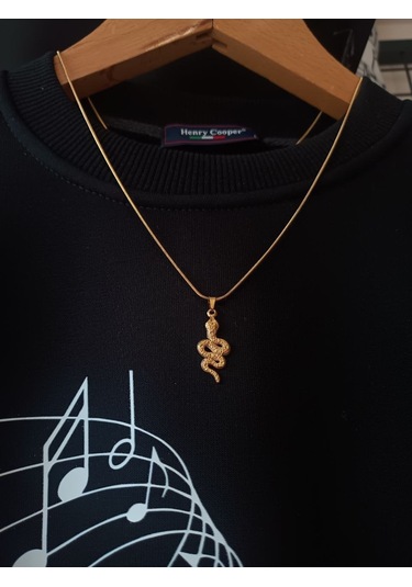 Yılan Şık Tasarım Gold Renk 316l Paslanmaz Çelik Figür Kolye