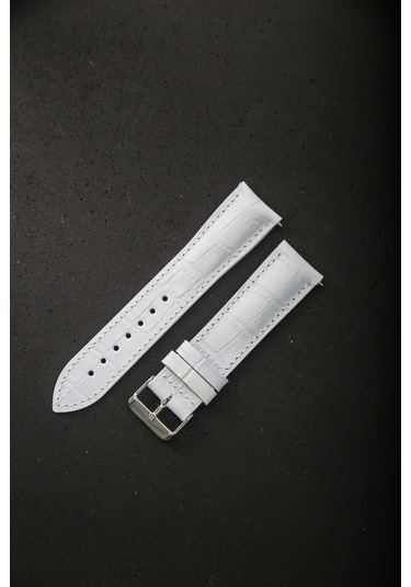 Hakiki Deri 22mm Akıllı Pimli Saat Kordonu Beyaz