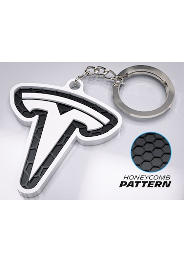 Markanıza Özel Petek Desenli Tesla Logolu 3d Anahtarlık