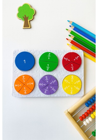 Renkli Kesir Öğrenme Seti Matematik Öğrenme Oyuncağı Eğitici Kesir Dairesi Seti
