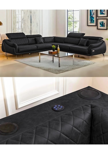 Ezel Köşe Takımı & Hoparlörlü, Usb Portlu, Motorlu Genişleyebilir Köşe-siyah V15 -310x310 Siyah