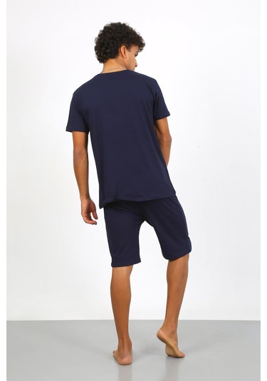 Akbeniz Erkek Pamuk Lakost Alt Üst Kaprili Pijama Takım Lacivert 6873 Lacivert
