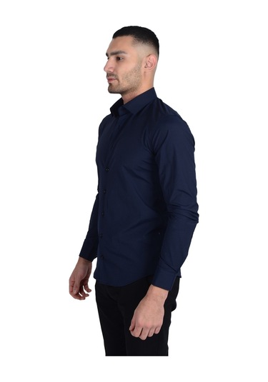 Erkek Standart Yaka Ligralı Slimfit Gömlek 001