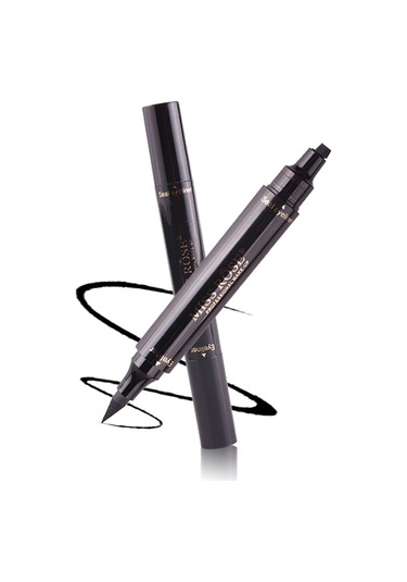 Sones 2'si 1 Arada Siyah Su Geçirmez Çift Başlı Hızlı Kuruyan Eyeliner Mühür Damga Kalemi