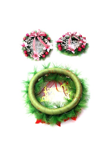 Jeemson 30cm Pembe Noel Yastığı, 3m 30 Led Işıklı, Pvc, Otel-mağaza Dekorasyonu, Kapı-pencere Asısı