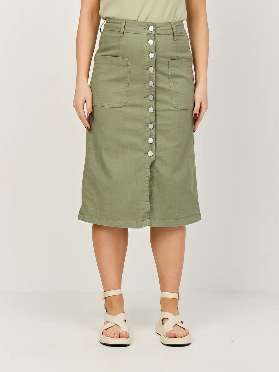 Osnova Düğmeli Uzun Kot Etek 423458321 Khaki