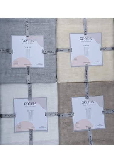 Damla Keten Görünümlü Leno Tül Perde Pilesiz Bej