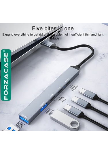 5in1 Type-c To Usb 3.0 Pd Çoklayıcı 100w Şarj Adaptörü - Fc902