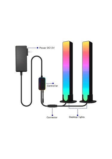 Szypzstore Led Işık Çubuğu Oyun Ortam Işığı Bluetooth Tv Arkaplan Işığı Rgb Efekti İle Müzik Senkronizasyonu Için Pc Tv Odası Dekor 2 Adet Abd Plug Leı2d4 Beyaz
