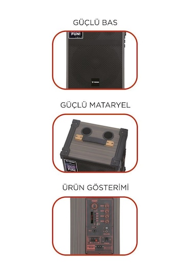 Torima D71 Profesyonel Çift Mikrofonlu Bt Kablosuz Hoparlör Bass Ses Kutusu Speaker