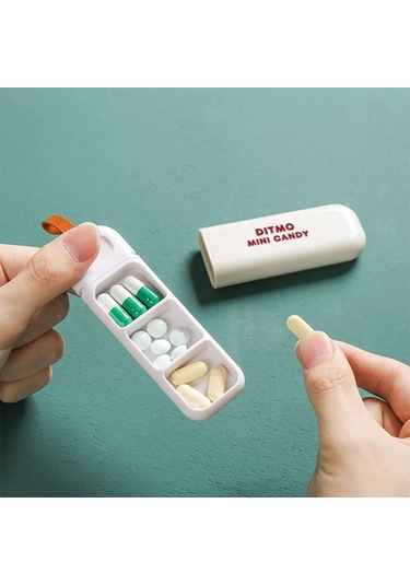 Minipop Kapaklı 3 Bölmeli Taşınabilir İlaç Kutusu Şeffaf