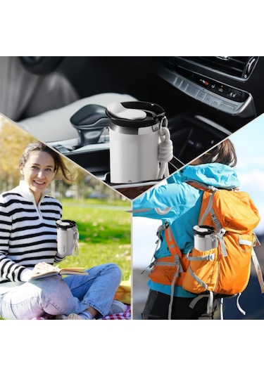 350 Ml Paslanmaz Çelik Bardak Termos, Çift Katmanlı, Sızdırmaz Kapaklı Krem