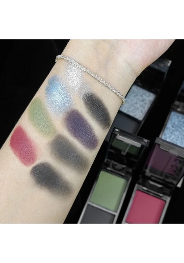 Dumanlı Glitter Mavi Göz Farı Paleti 2 Renkli Kırmızı Siyah Yeşil Mat Göz Farı 01 01 Garden Rose