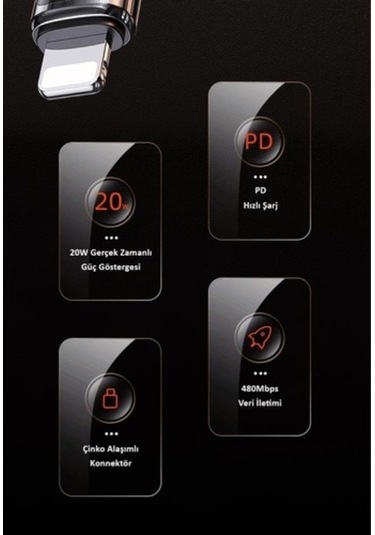 Novahub Usams Us-sj545 1.2m Pd 20w Type-c To Lightning Kablo, 100w Pd Hızlı Şarj, Led Göstergeli, Çinko Alaşımı, Ce Ve Uysal Sertifikalı