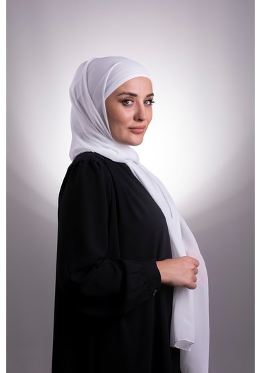 Krem Pratik Hazır Geçmeli Şal Şifon Boru Boneli 3001_40