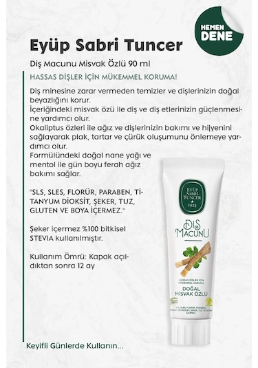 Eyüp Sabri Tuncer Misvak Özlü Diş Macunu 3 x 90 ML + Rosie Pamuk