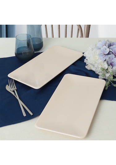 Keramika Krem Siera Kayık Tabak 33 Cm 2 Adet 030