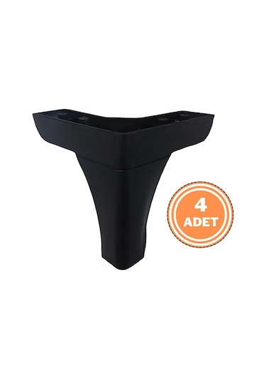 4 Adet Bella Lükens Ayak Mobilya Koltuk Çekyat Ayağı 14 Cm Siyah