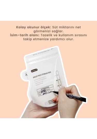 Bebebao Anne Sütü Saklama Poşeti 200 Ml 50'li