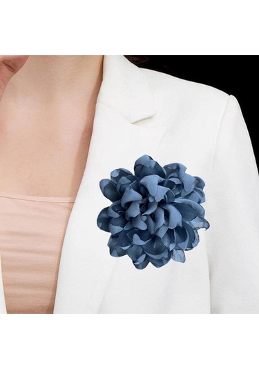 Homyl Kadınlar Için Çiçek Broş Rozeti Büyük Dans Ziyafeti Koyu Mavi