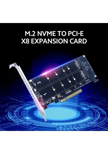 Pazly Çift M.2 M-key Desteği, Pcı-e X8 Adaptör Kartı, 2230/2242/2260/2280/22110 M.2 Ssd Genişletme Kartı