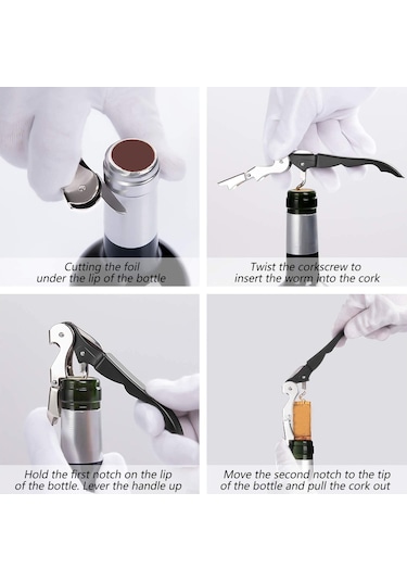 3'lü Paket Tirbuşon Ağır Hizmet Açacağı Seti, Sıvı Kesici Ve Şişe Açacağı Anahtarı Garsonlar İçin, Ev Siyah Çok Renkli