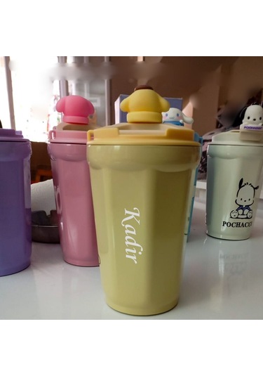 Çocuklara Özel İsim Yazılı Yalıtımlı Termos Bardak Sarı