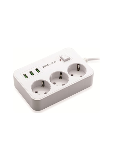 Polosmart MP08 3'lü Beyaz Akım Korumalı Priz