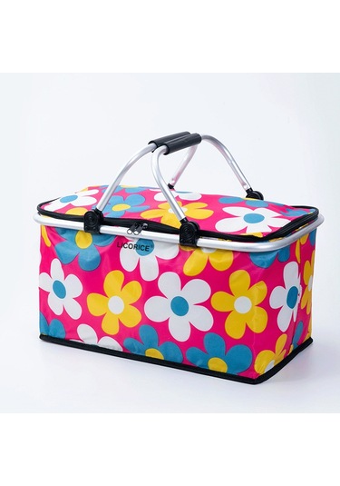 Lıcorıce Katlanabilir Kamp Taşınabilir Buz Torbası Yalıtımlı Öğle Yemeği Kutusu, Açık Saklama Sepeti Pembe