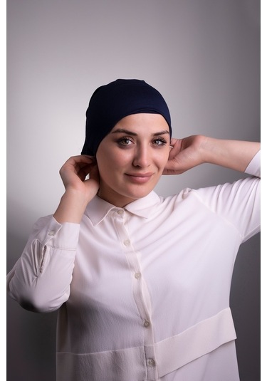 Lacivert Pratik Hazır Geçmeli Iç Bone Viskon Kumaş Dikişsiz Boru Lacivert