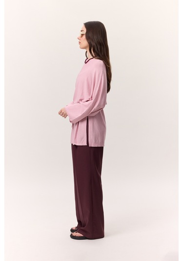 Triko Kuşaklı Tunik Pembe Pembe