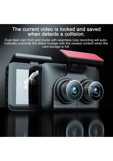 Createtech 4in Şeffaf Araba Dikiz Aynası Dash Cam Geniş Açı Kayıt Otomatik Güvenlik Kamerası