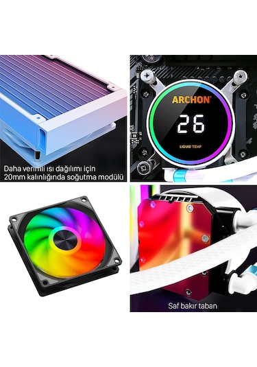 Archon Forza 240mm A-rgb Cpu Soğutucu Sıvı Soğutma Sistemi Siyah