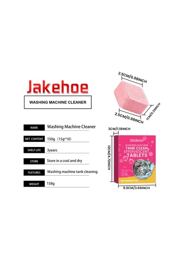 Maiyame Makine Temizleyici Fıçlı Tabletler - Derinlemesine Yıkama, Koku Ve Kirlik Giderici - 10 Adet 150g - Tüm Markalar Uyumlu Beyaz