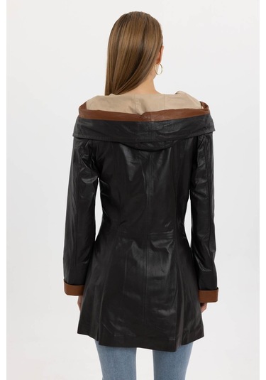 Ulia Kahve Kadın Hakiki Deri Kaban-kahverengi Kahverengi