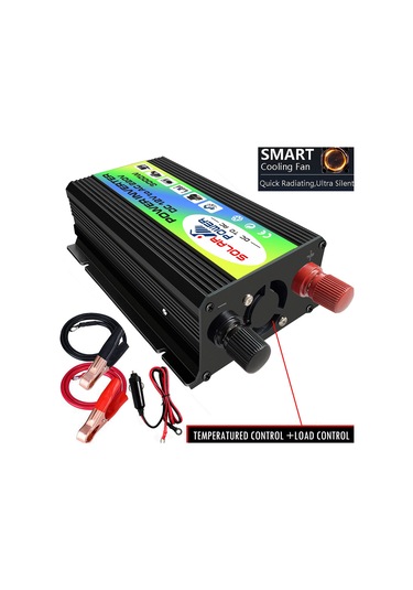 Peaks Power 3000w Modifiye Sinüs Dalga İnvertör Yüksek Frekanslı Güç İnvertörü Dc 12v'dan Ac 220v'ye Dönüştürücü Araç Güç Şarj Cihazı 2.1a Çift Usb Portu Pil Kelepçeleri İle