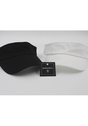 Unisex Uv Koruyucu Vizör Kasket Siperlik Tenis Şapka Beyaz-Siyah (505475956)