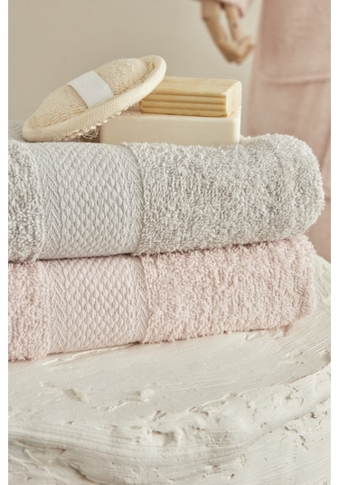 Karaca Home Alven %100 Pamuk 4 Parça Aile Banyo Seti Pudra - Gri