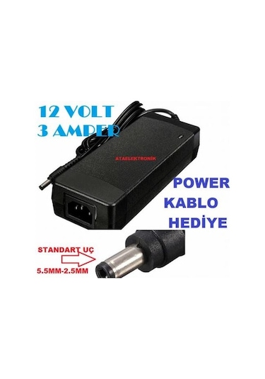 Güç Adaptörü 12v 3 Amper Mönitör Bilgisayar -