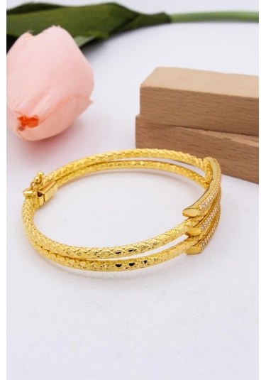 Latif Kuyumculuk 22 Ayar Altın İki Sıra İşlemeli Kaburga Kadın Bileklik Lkbk1152