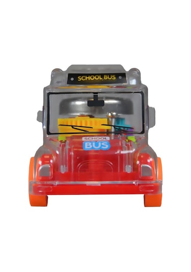 Ctoy Işıklı Sesli Şeffaf Minibüs Kırmızı