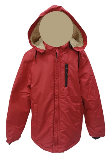 Kız Çocuk /erkek Çocuk Önü Fermuar Cepli Kapüşonu Çıkabilen Peluş Astarlı Kırmızı Renk Mont Kırmızı