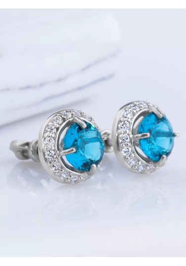 Alekseev Jewellery 925 Aylık Gümüş Topaz Taşlı Pırlanta Küpeler 250099433 Diğer