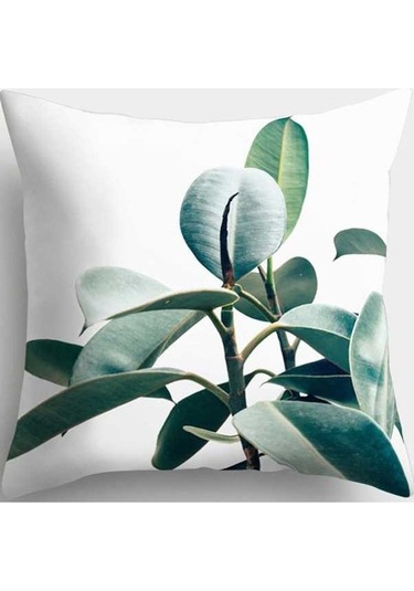 Novahub Kauçuk Bitkisi Kırlent Kılıfı Yeşil, 45x45 Görselli Yeşil