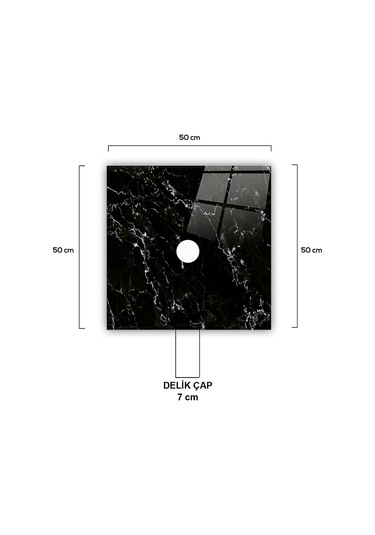Cam Avize Göbeği | Siyah Mermer | 50Cm X 50Cm Çok Renkli